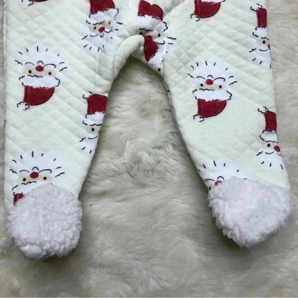 Chick Pea Footed Onesie Christmas Santa Pajamas Zippered White & Red  3-6 Months - Picture 3 of 16